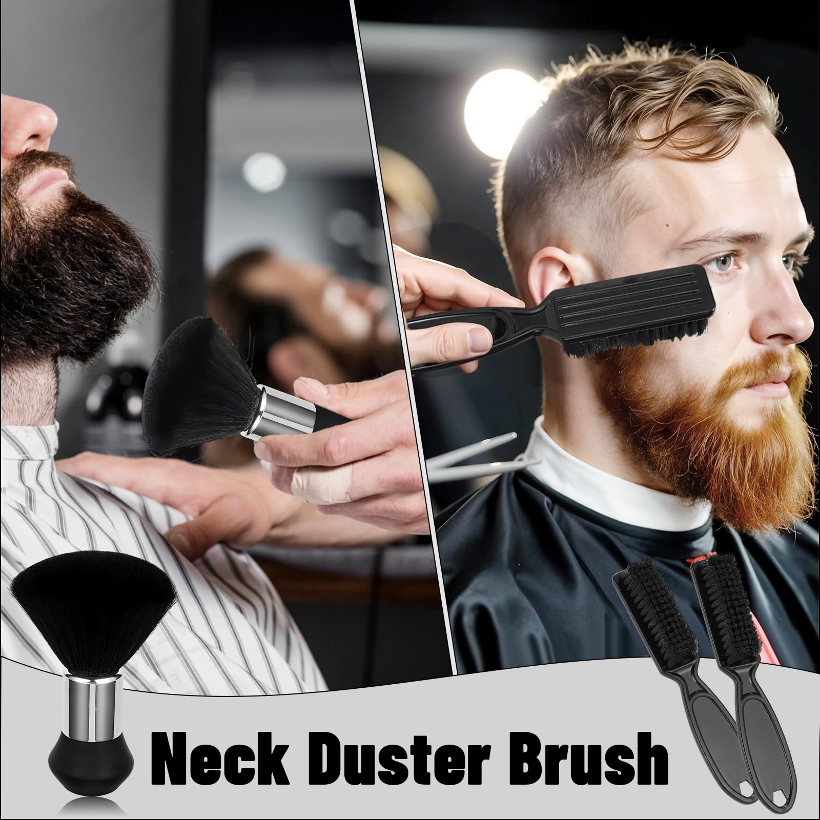 Obeoby barber grooming bundle highlighting the anti-static water-resistant fabric material of the salon apron.