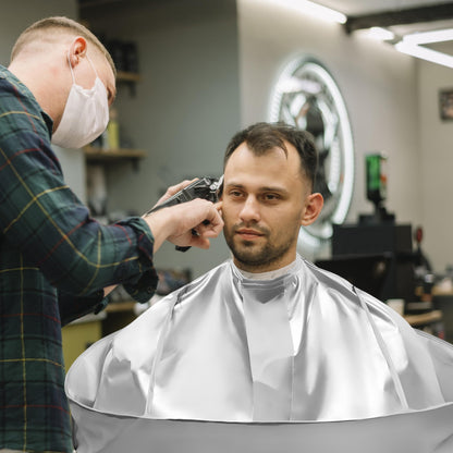 Wsevinn professional grooming cape worn by an adult for home haircutting
