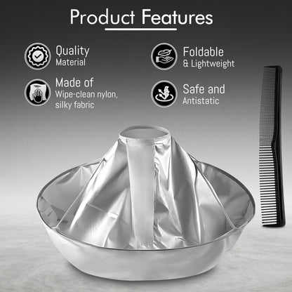 Wsevinn anti static barber cape package contents including silver apron and comb