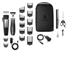 Andis 23-piece grooming kit layout with accessories