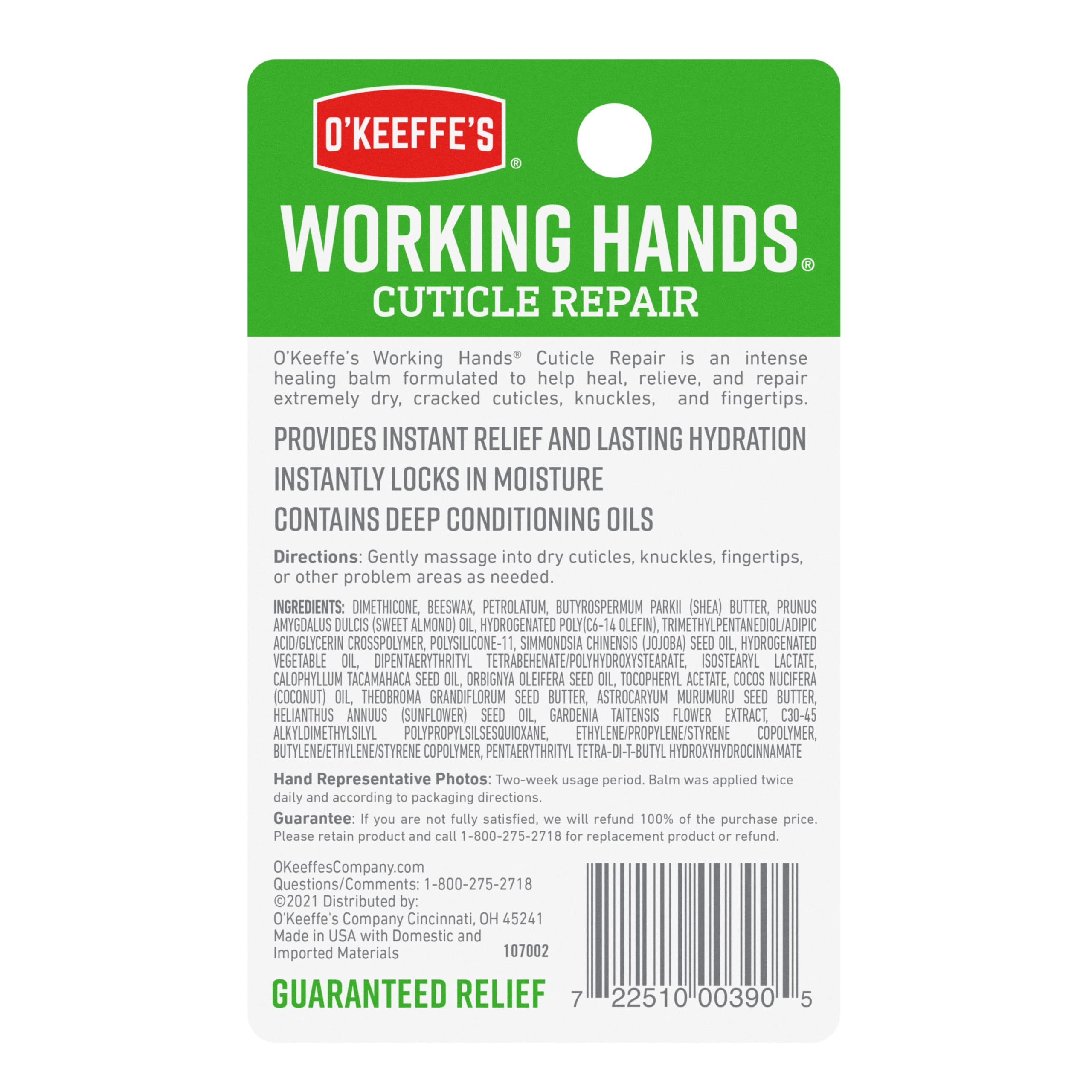 O'Keeffe's Working Hands Cuticle Repair pack of two jars