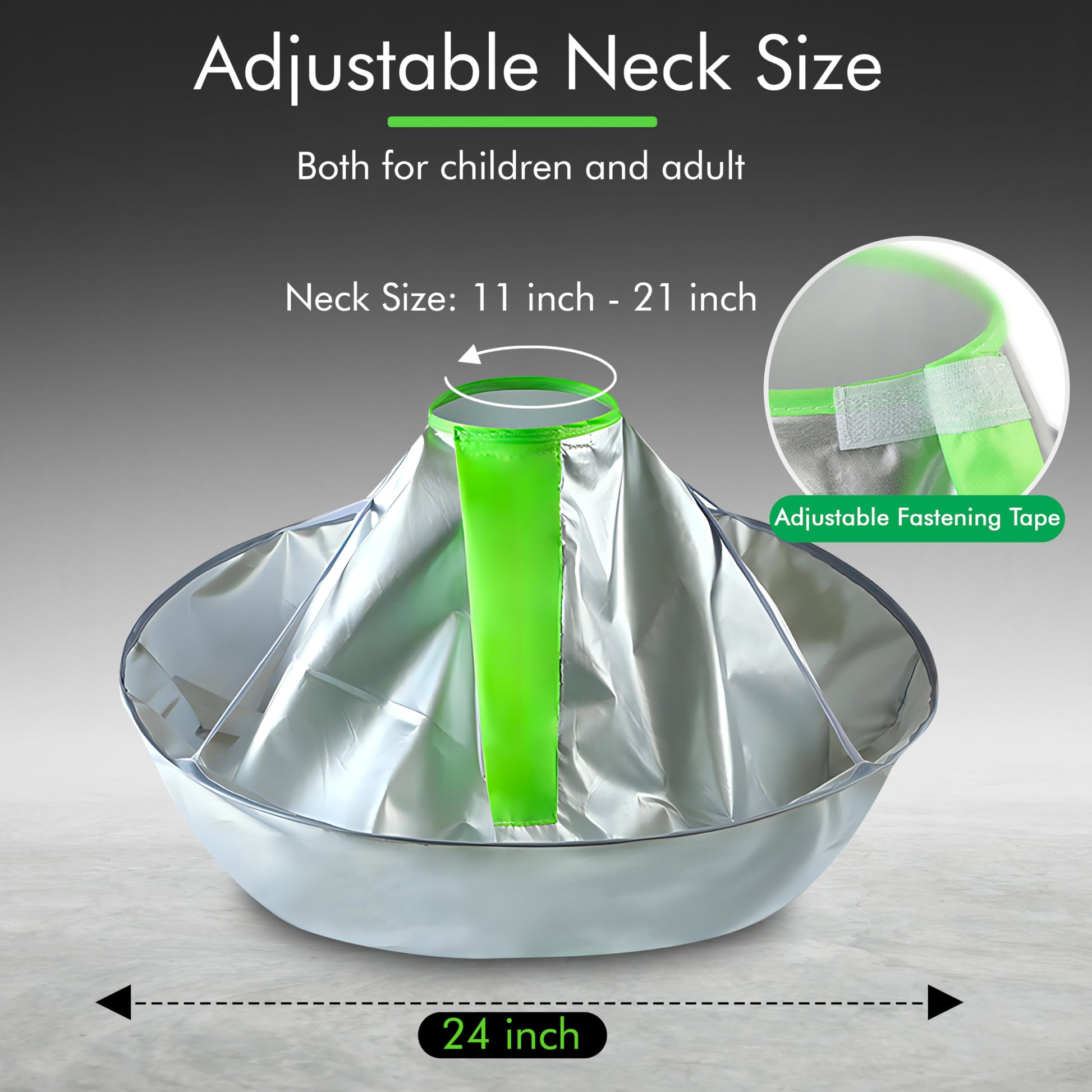 Close-up view of the adjustable neck closure on the Wsevinn professional haircut cape.