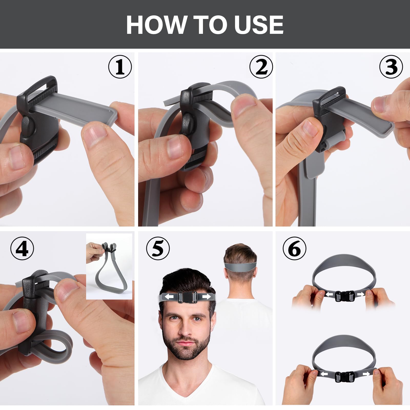 The complete Liamner self haircutting system displaying the durable and washable flexible materials.