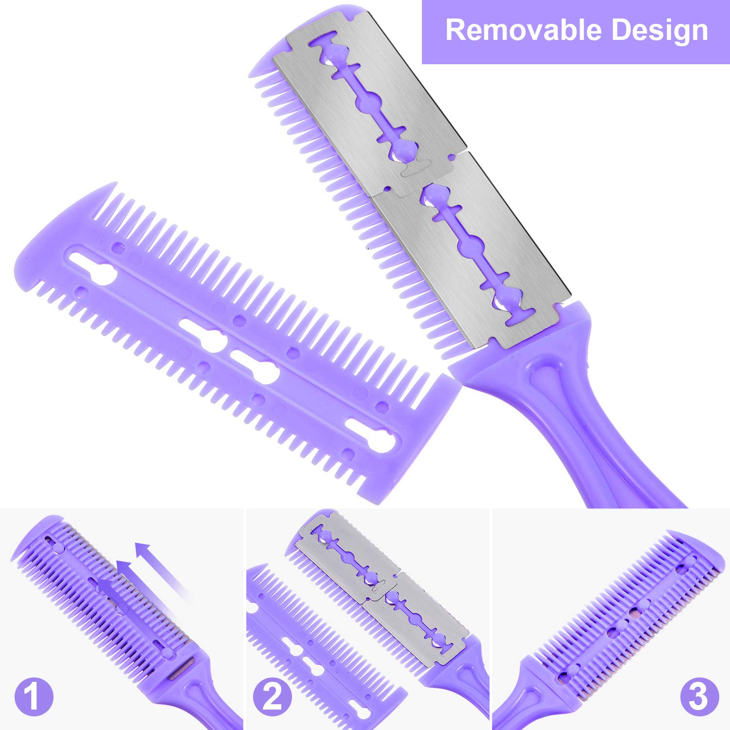 Detachable stainless steel replacement razor blades pack included in the grooming kit