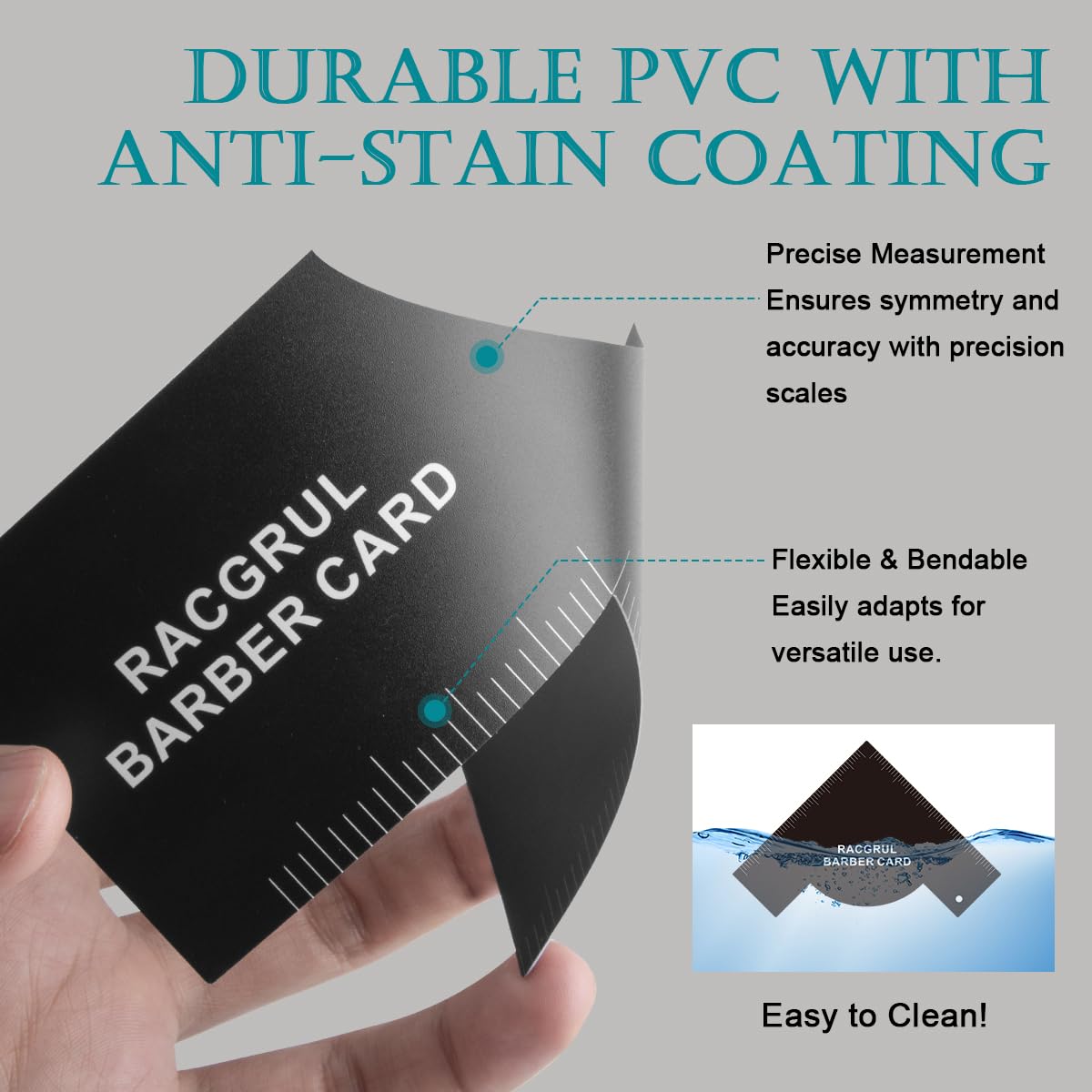 Durable and flexible plastic barber stencil conforming to the side profile of a beard.