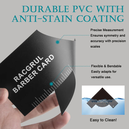 Durable and flexible plastic barber stencil conforming to the side profile of a beard.