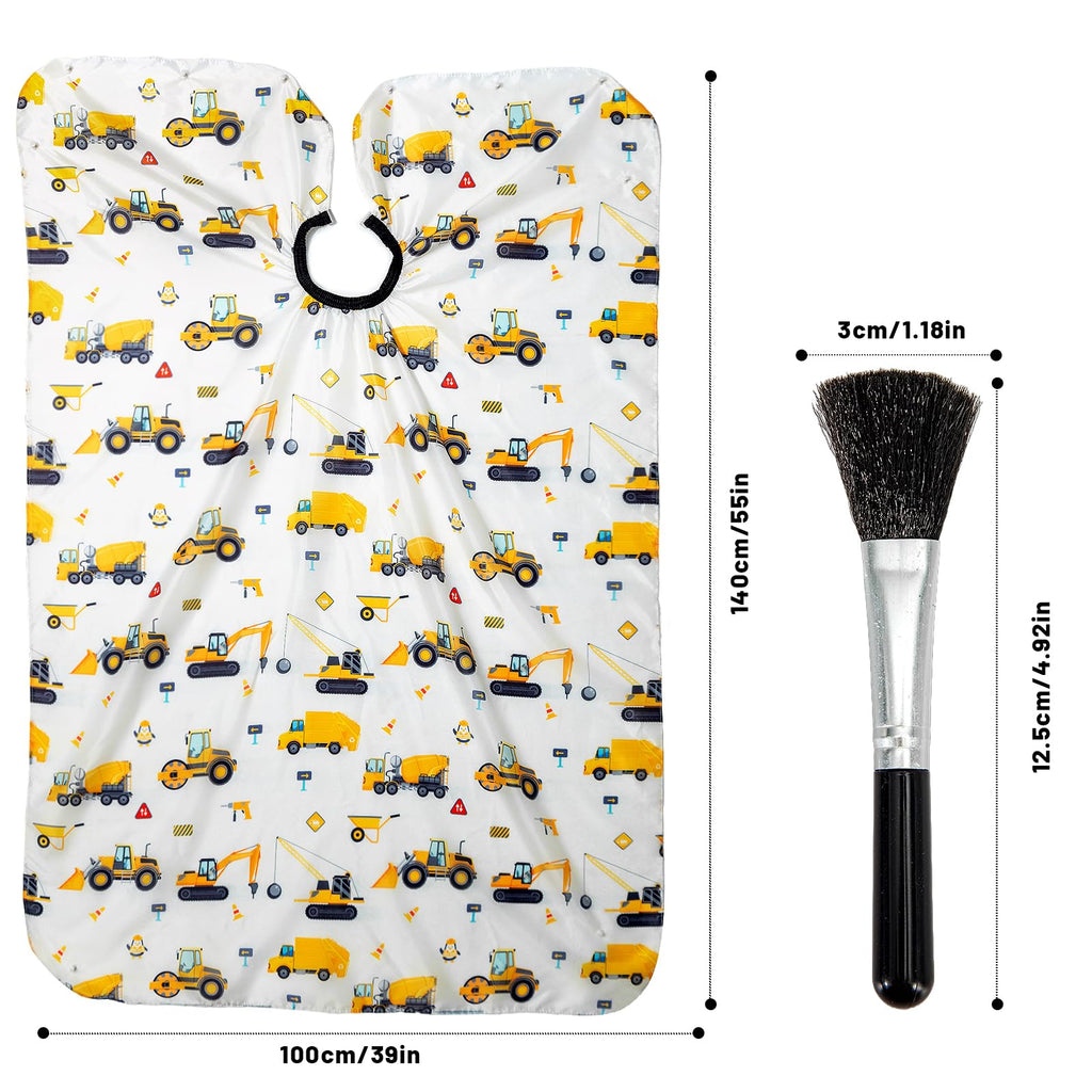 Gealaek kids barber cape displayed with soft neck duster brush