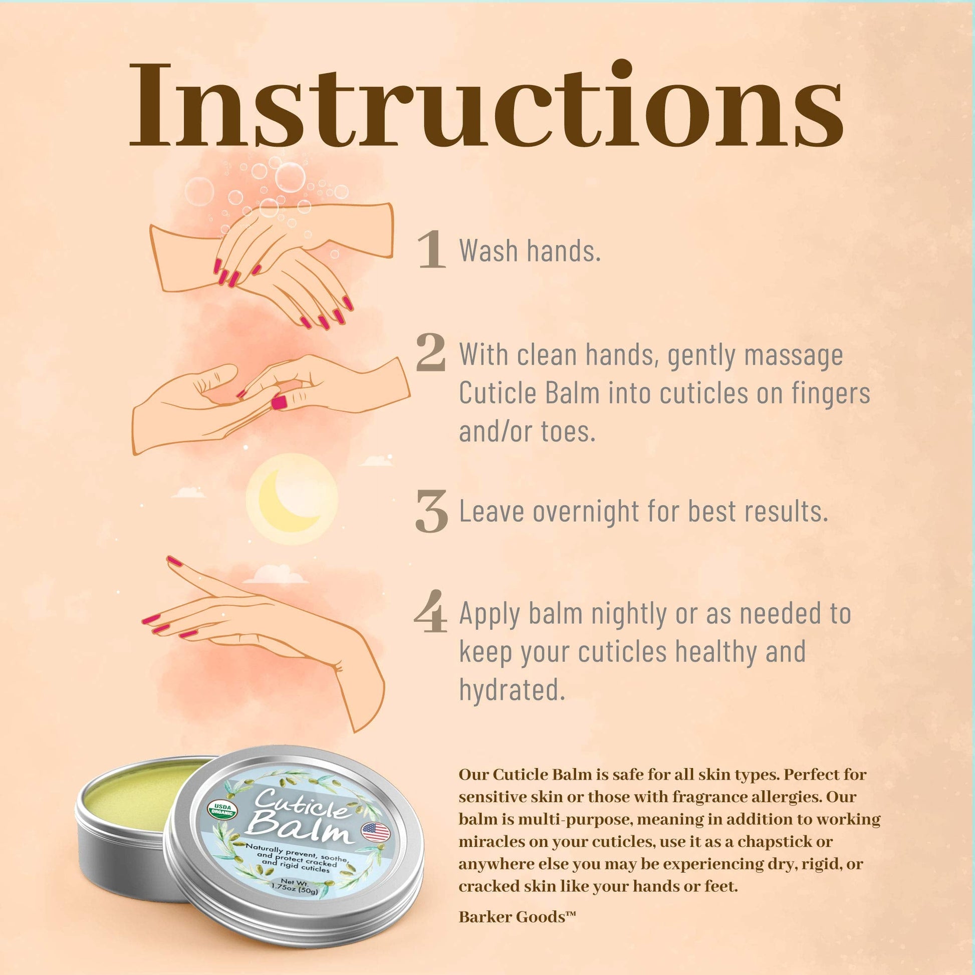 Aode Organic Cuticle Balm open tin showing natural texture