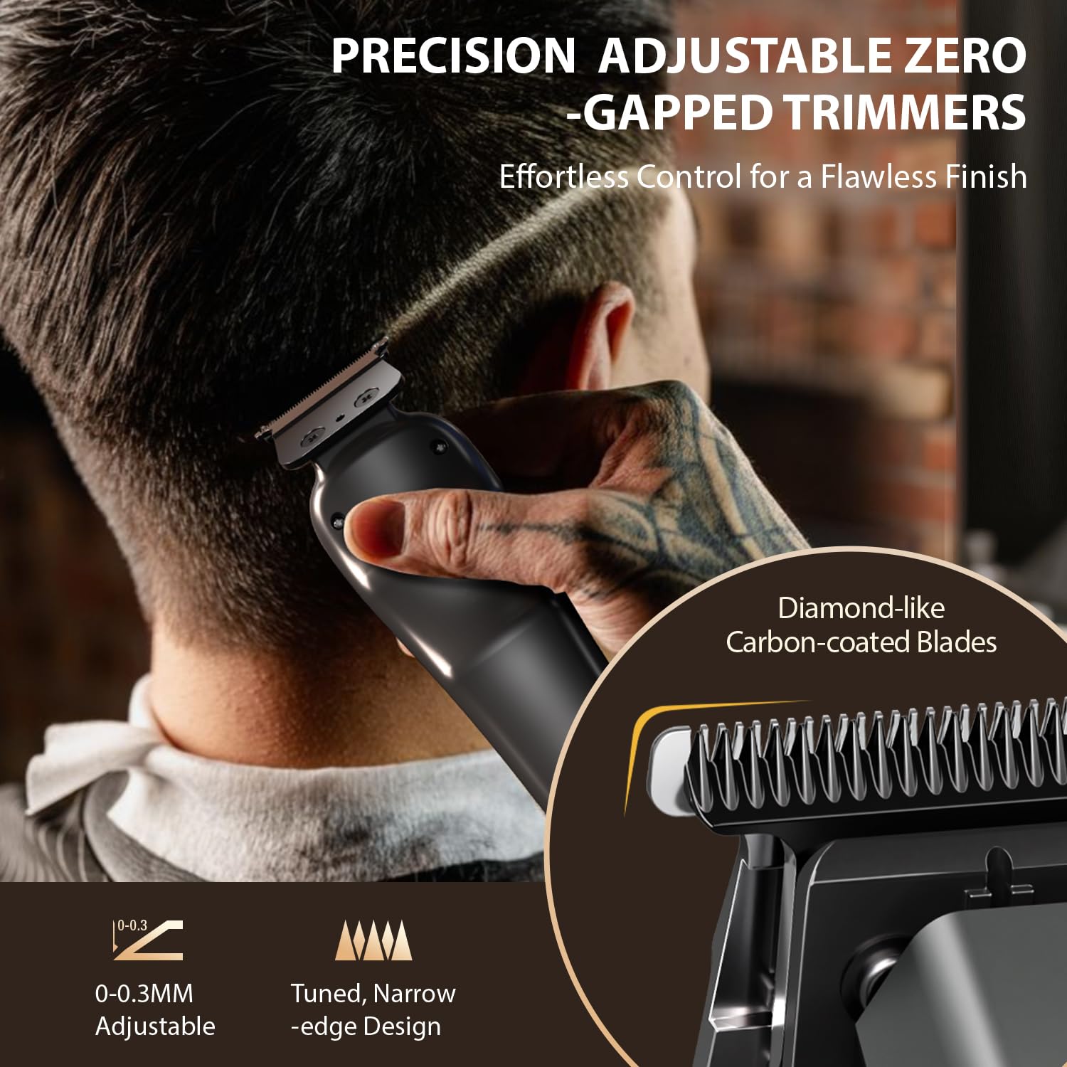 Side profile of the ergonomic gray professional hair clipper showcasing the five level adjustable blade taper lever.