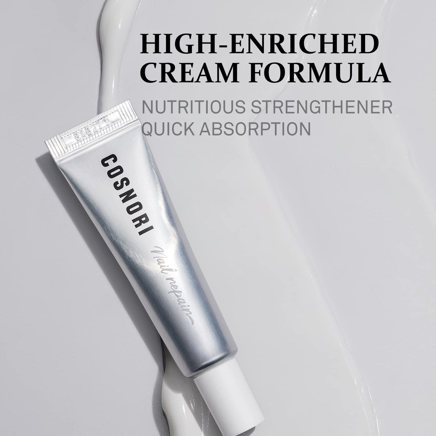 Applying Cosnori nail cream to dry cuticles