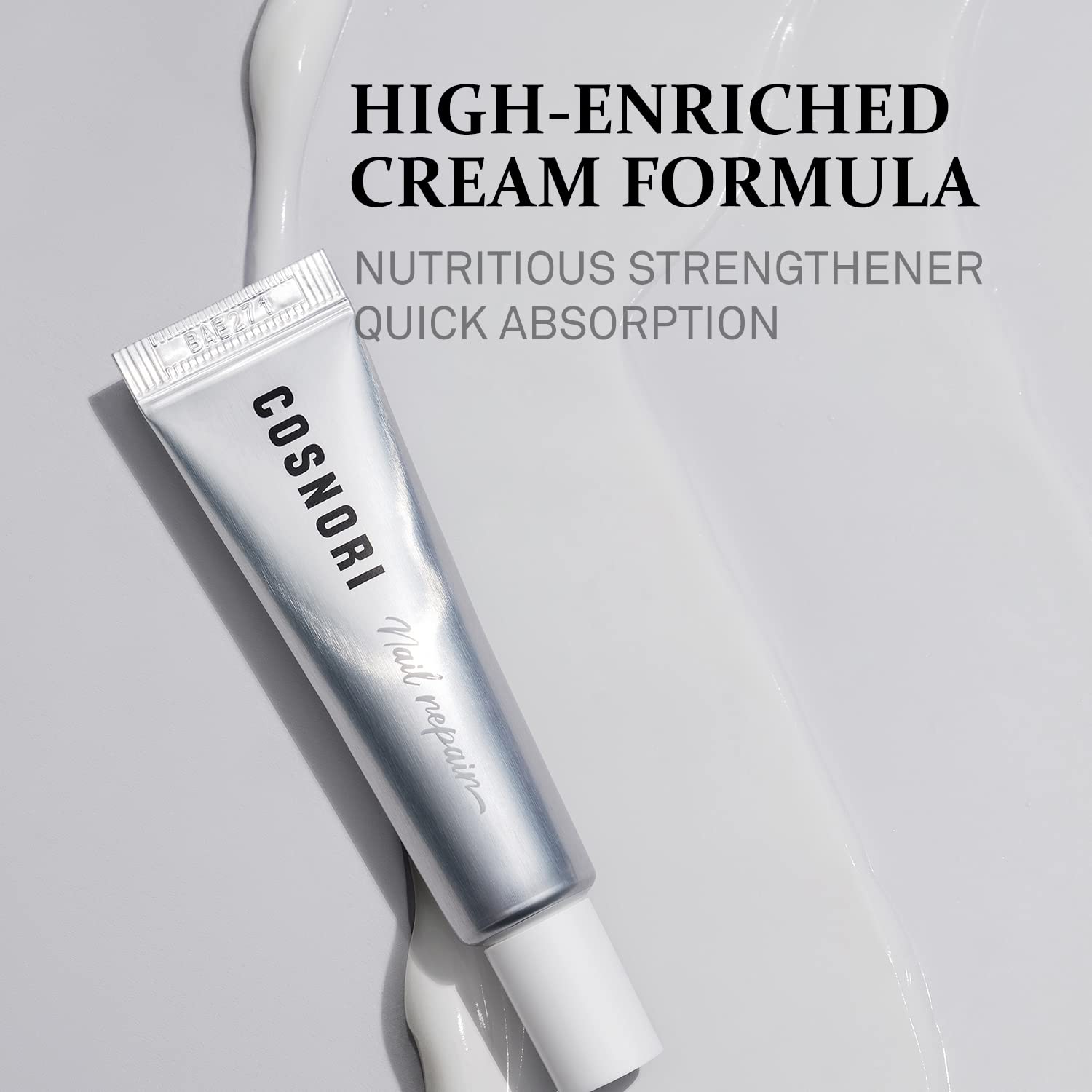 Applying Cosnori nail cream to dry cuticles