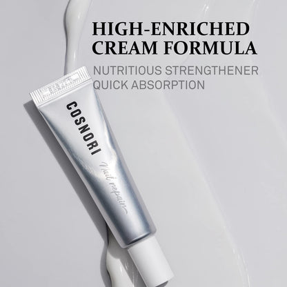 Applying Cosnori nail cream to dry cuticles