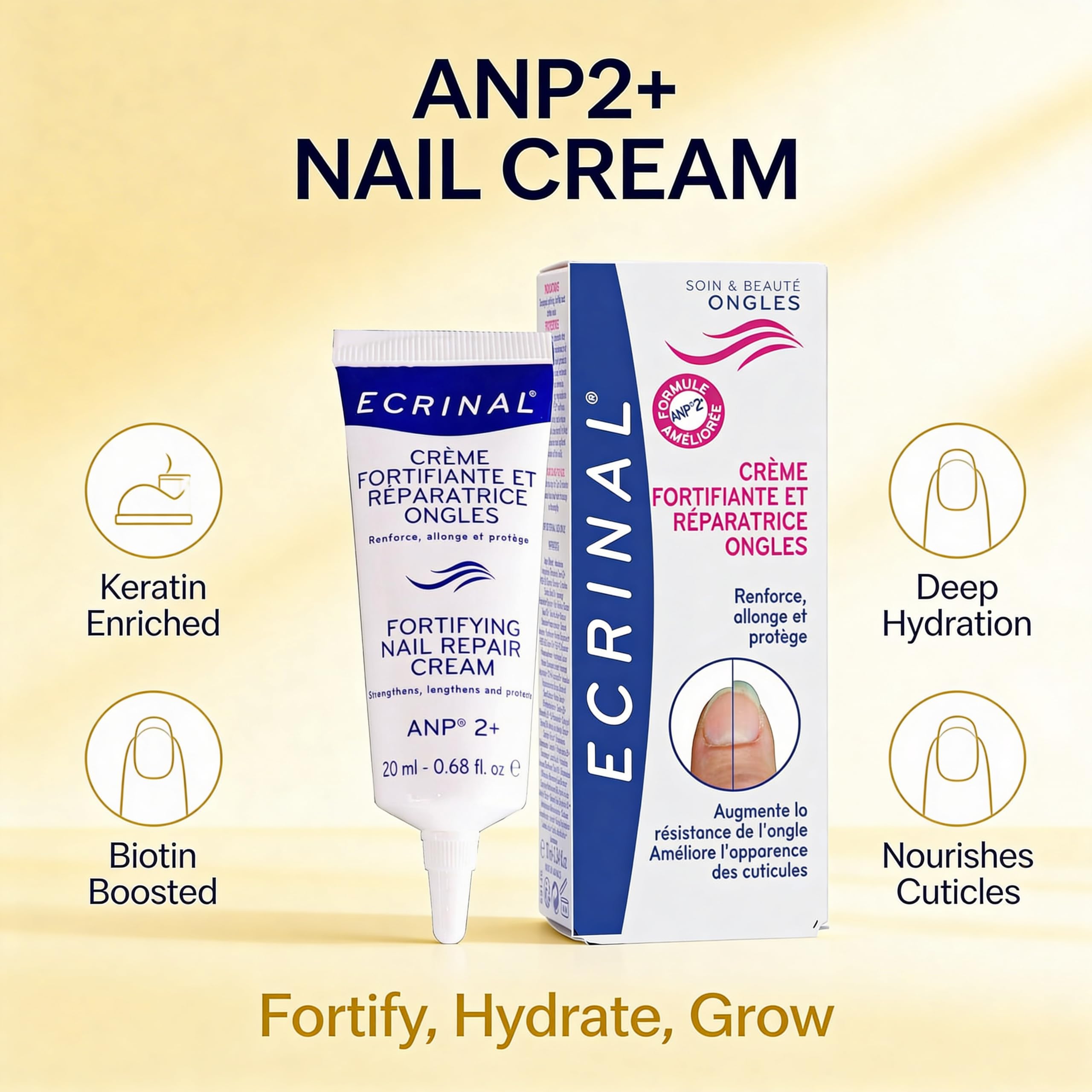 Close up of Ecrinal nail strengthening cream
