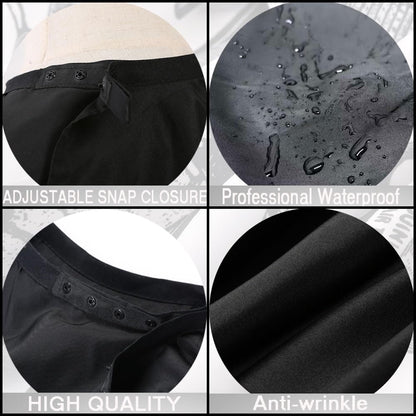 Close-up of the adjustable neck buckle closure on salon cape