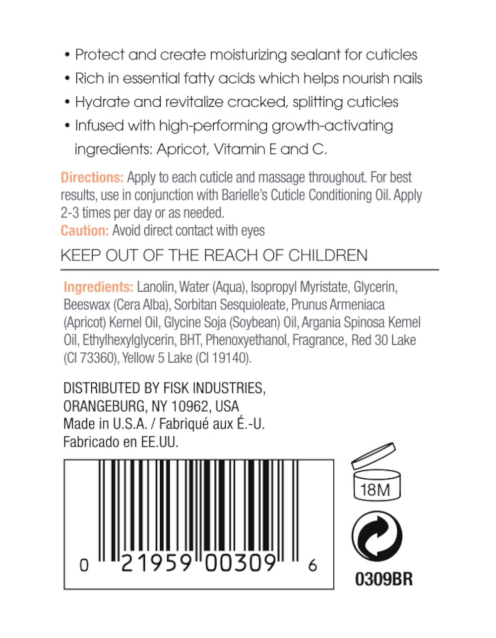 Barielle Cuticle Massage Cream 0.5 ounce jar packaging