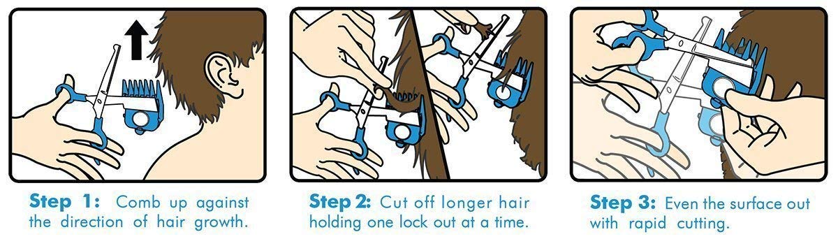 Nine interchangeable cutting comb guards ranging from half inch to one and a half inches