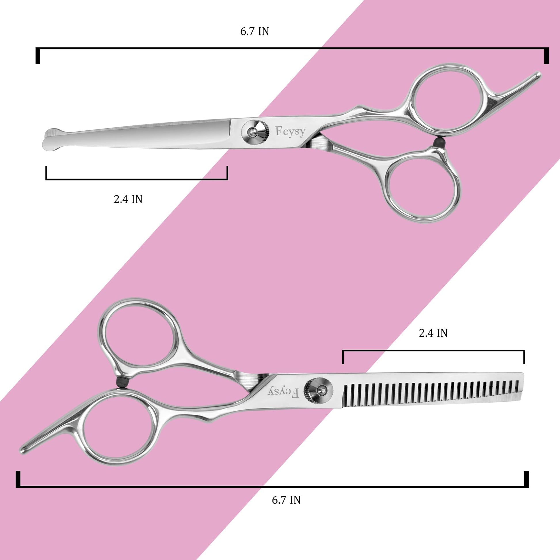 Close up view of the rounded safety tips on the Fcysy toddler hair scissors