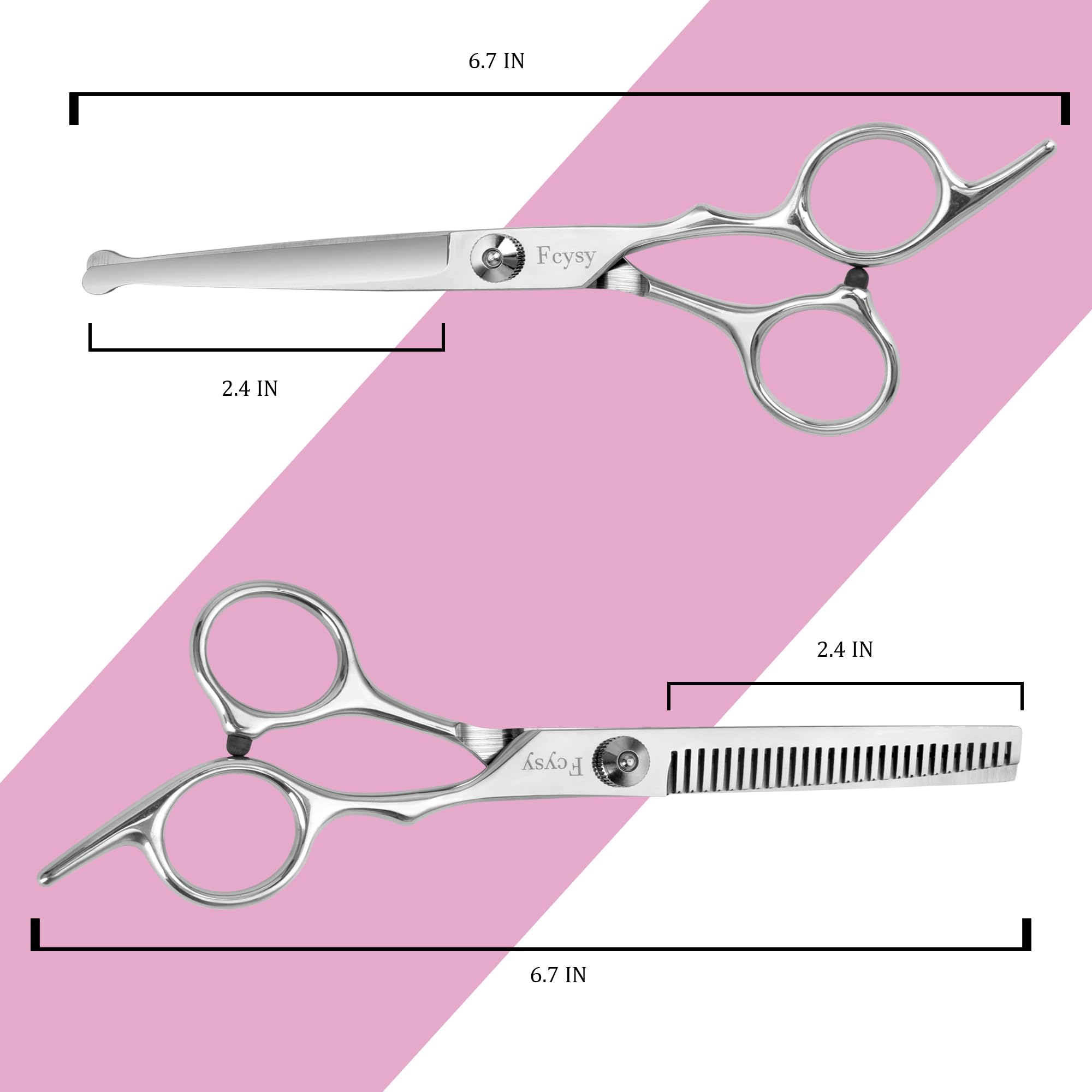 Close up view of the rounded safety tips on the Fcysy toddler hair scissors