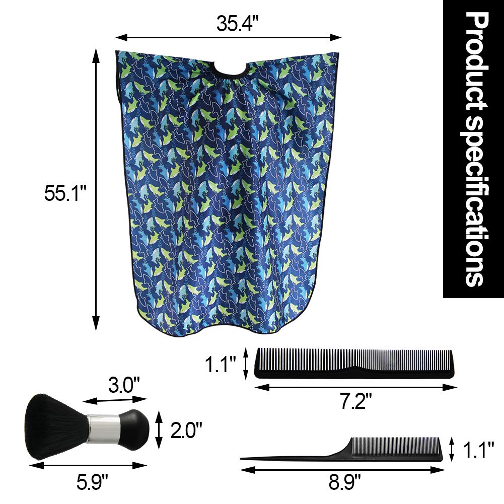 Blue dolphin pattern children hairdresser apron with adjustable snap closure