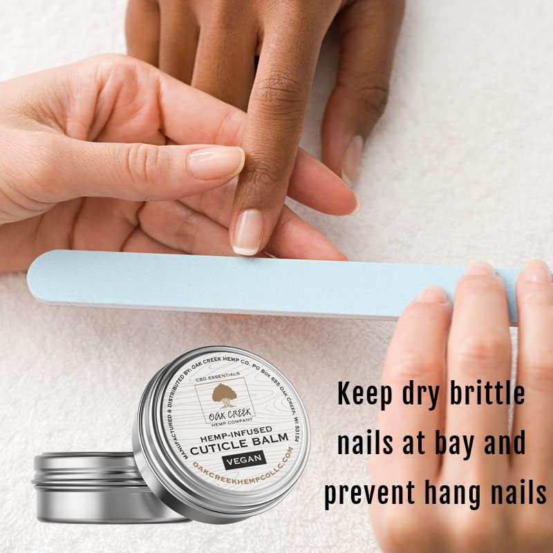 Oak Creek Hemp Company travel size natural nail treatment open tin