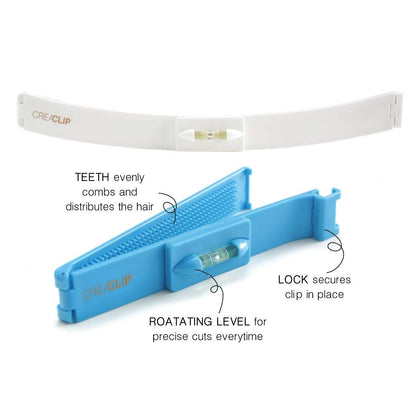 Close up view of the premium locking hinges on the CreaClip hair trimming guide