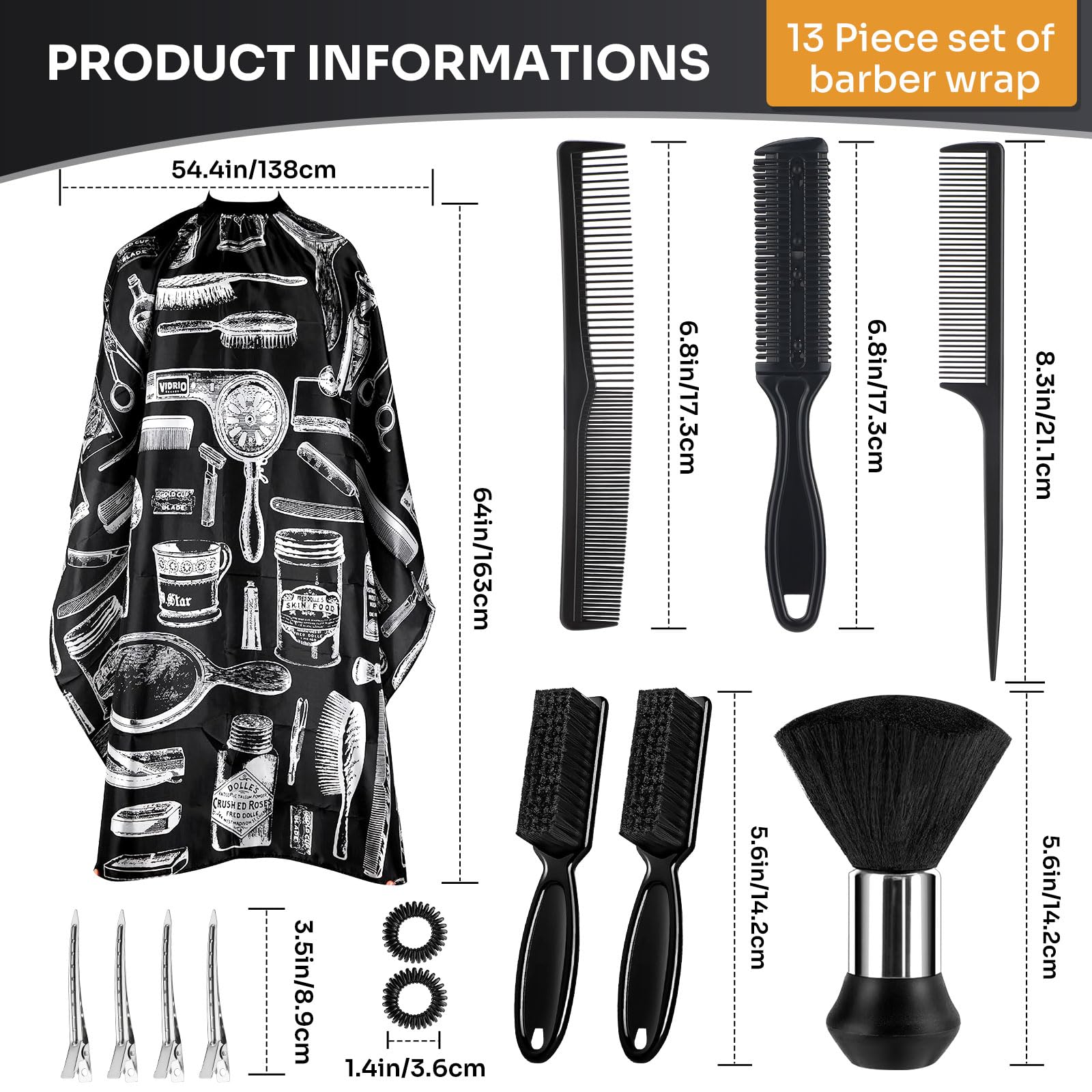 JZko extra large hair cutting cape laid flat demonstrating complete sixty-three by fifty-five inch coverage