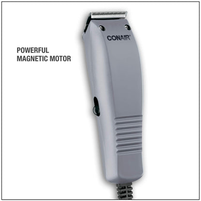 Close up shot of the self sharpening stainless steel blades on the Conair Simple Cut men's trimmer.