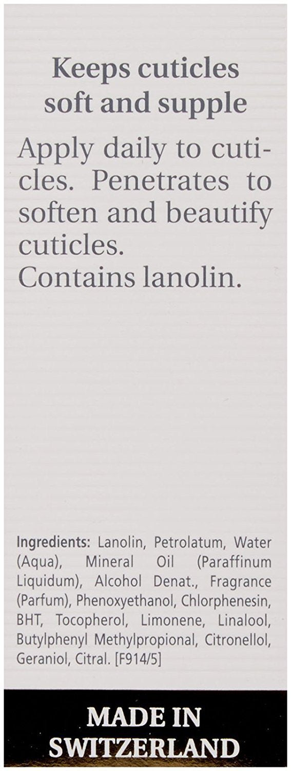 Close up of Mavala cuticle softening serum conditioner packaging