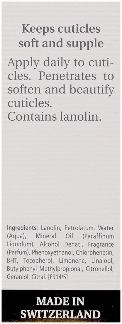 Close up of Mavala cuticle softening serum conditioner packaging
