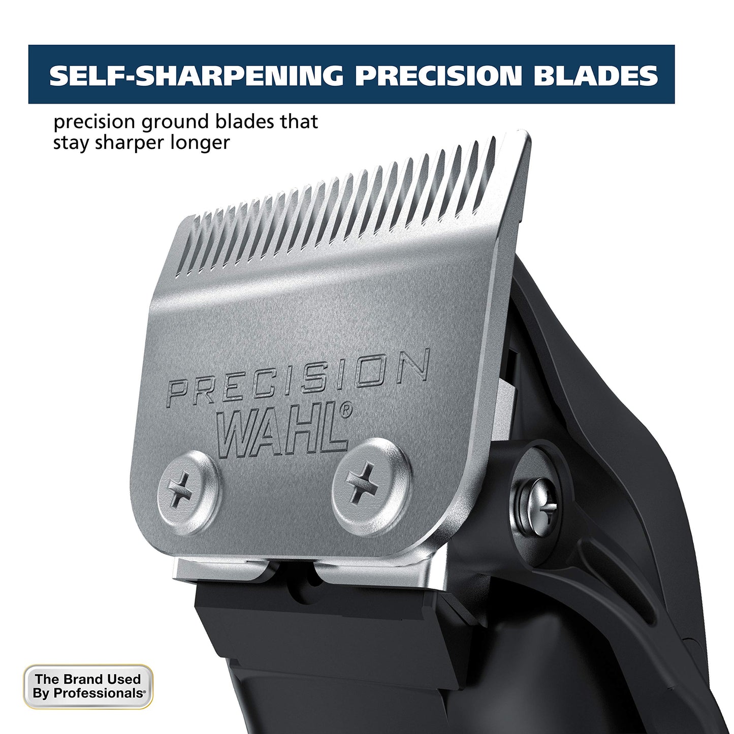 Wahl hair clipper kit showing ten different color coded attachment guards arranged neatly.