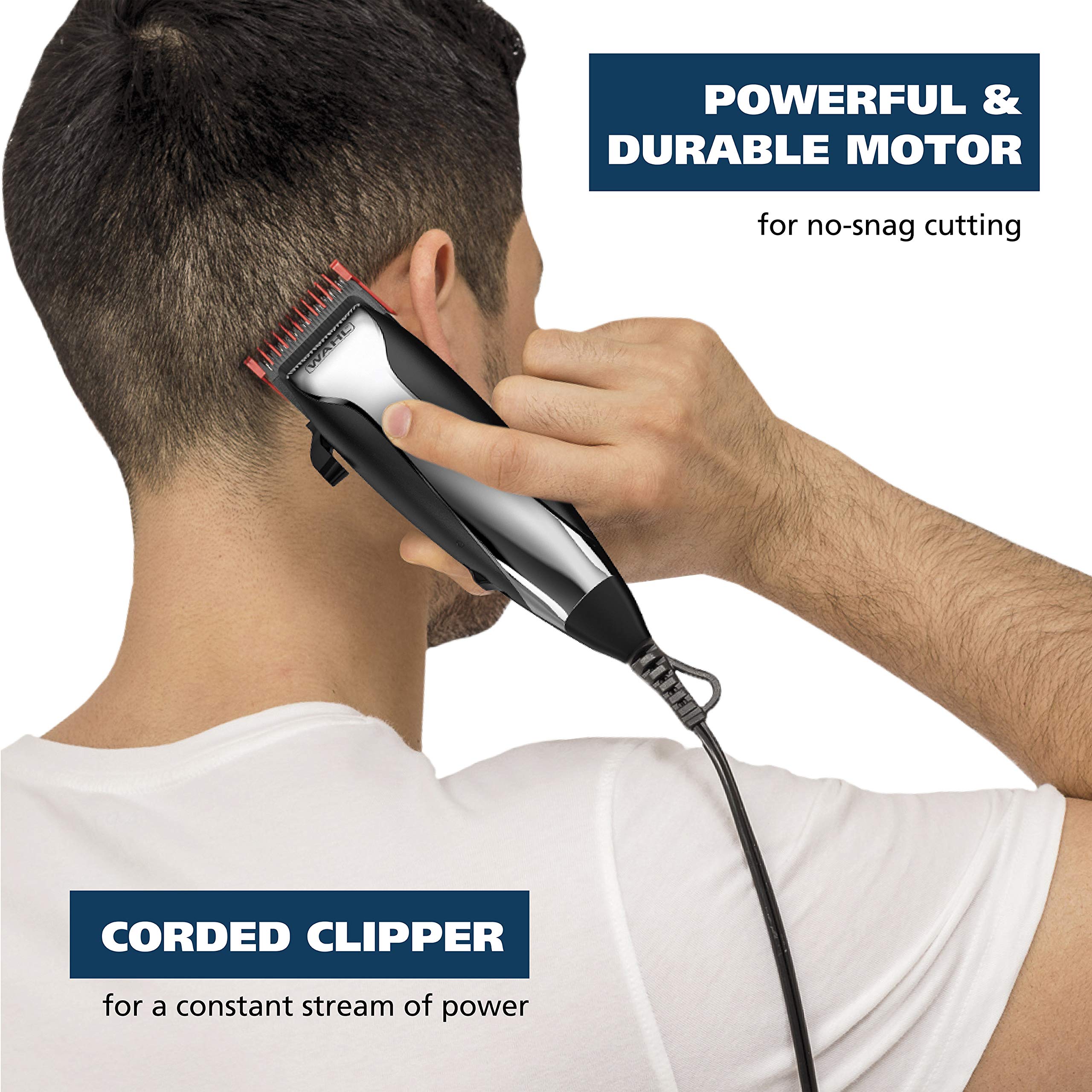 Wahl home haircutting set including the styling comb and scissors with blade guard accessories.