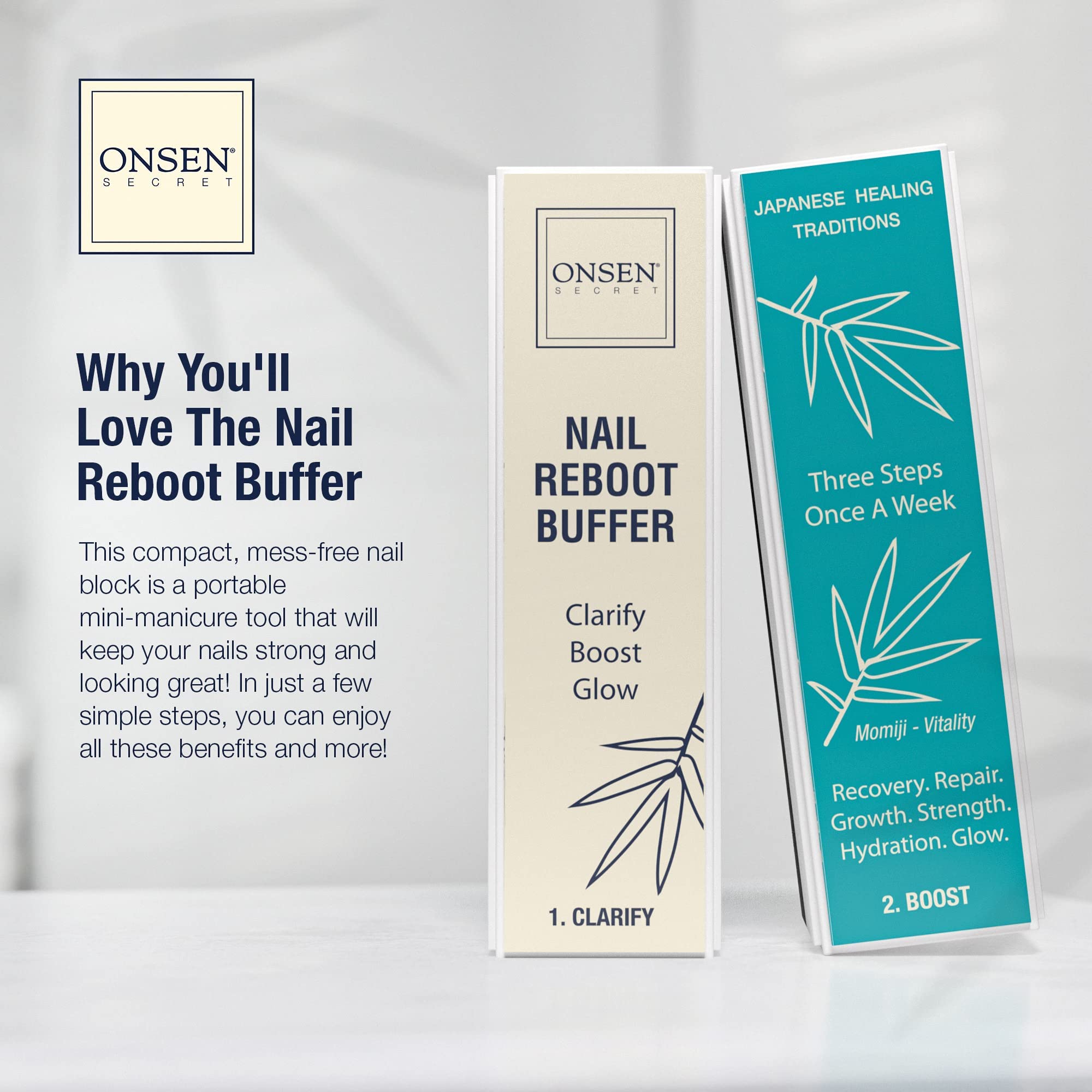 Onsen Secret 3-way professional nail buffer block