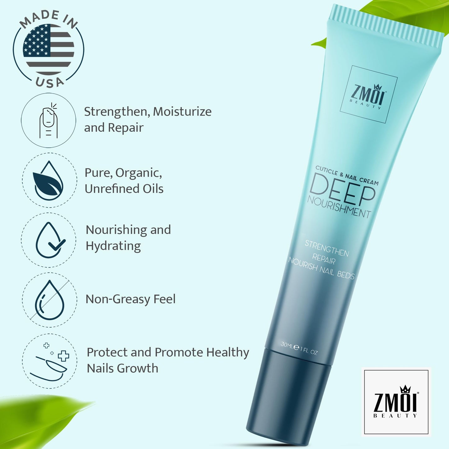 Zmoi cuticle cream application on nails