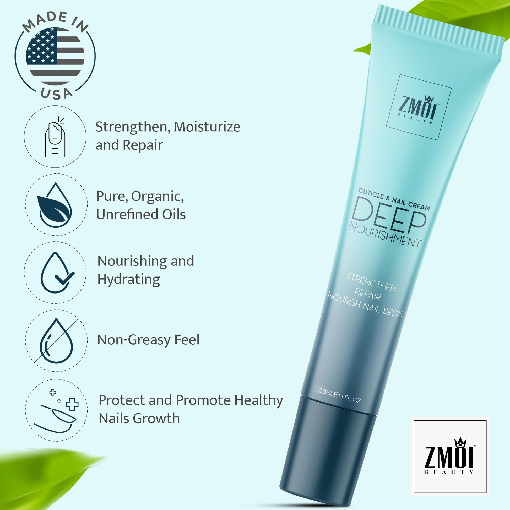 Zmoi cuticle cream application on nails