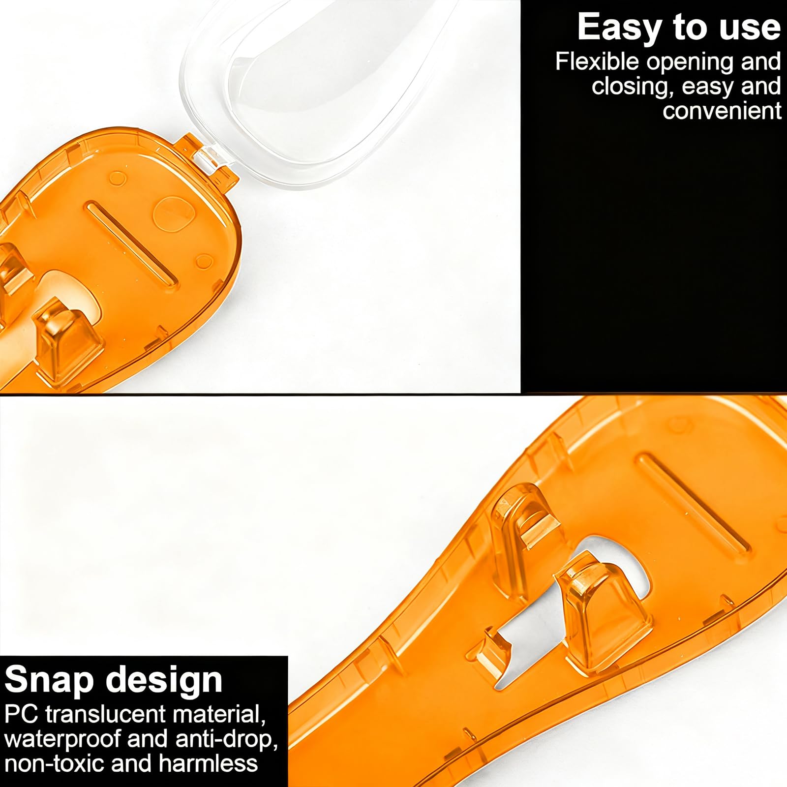 LinMei hard plastic razor holder side angle displaying the secure buckle lock mechanism.