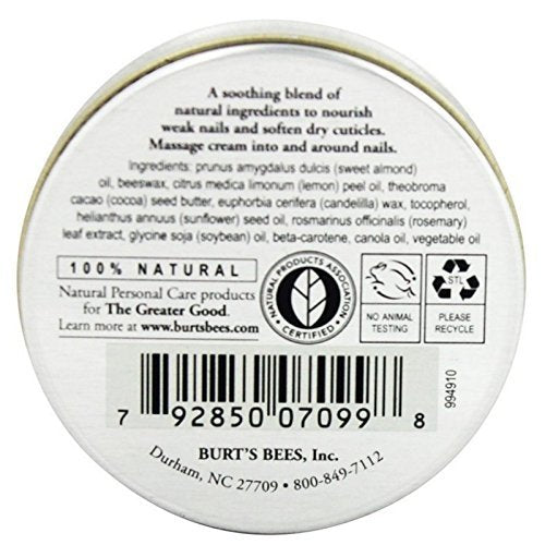 Open tin of Burt's Bees natural lemon cuticle balm displaying the smooth yellow moisturizing texture.