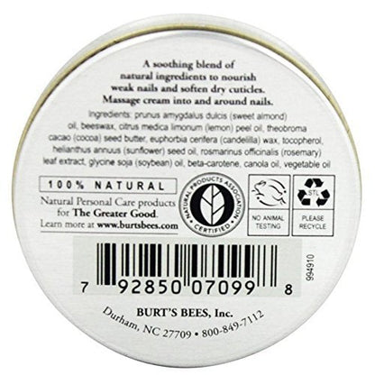 Open tin of Burt's Bees natural lemon cuticle balm displaying the smooth yellow moisturizing texture.