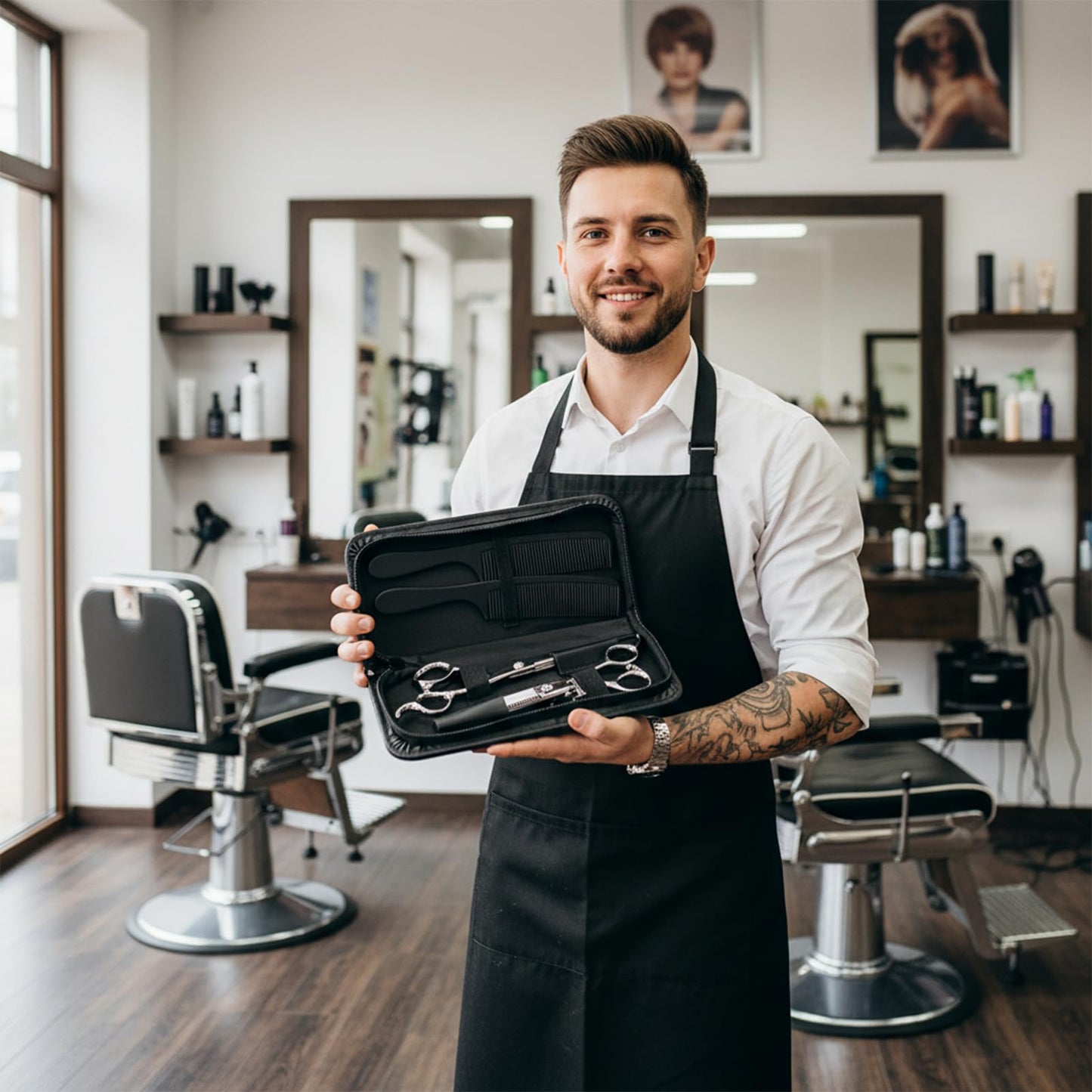 Classicseali barber comb storage bag packed inside travel luggage for stylists