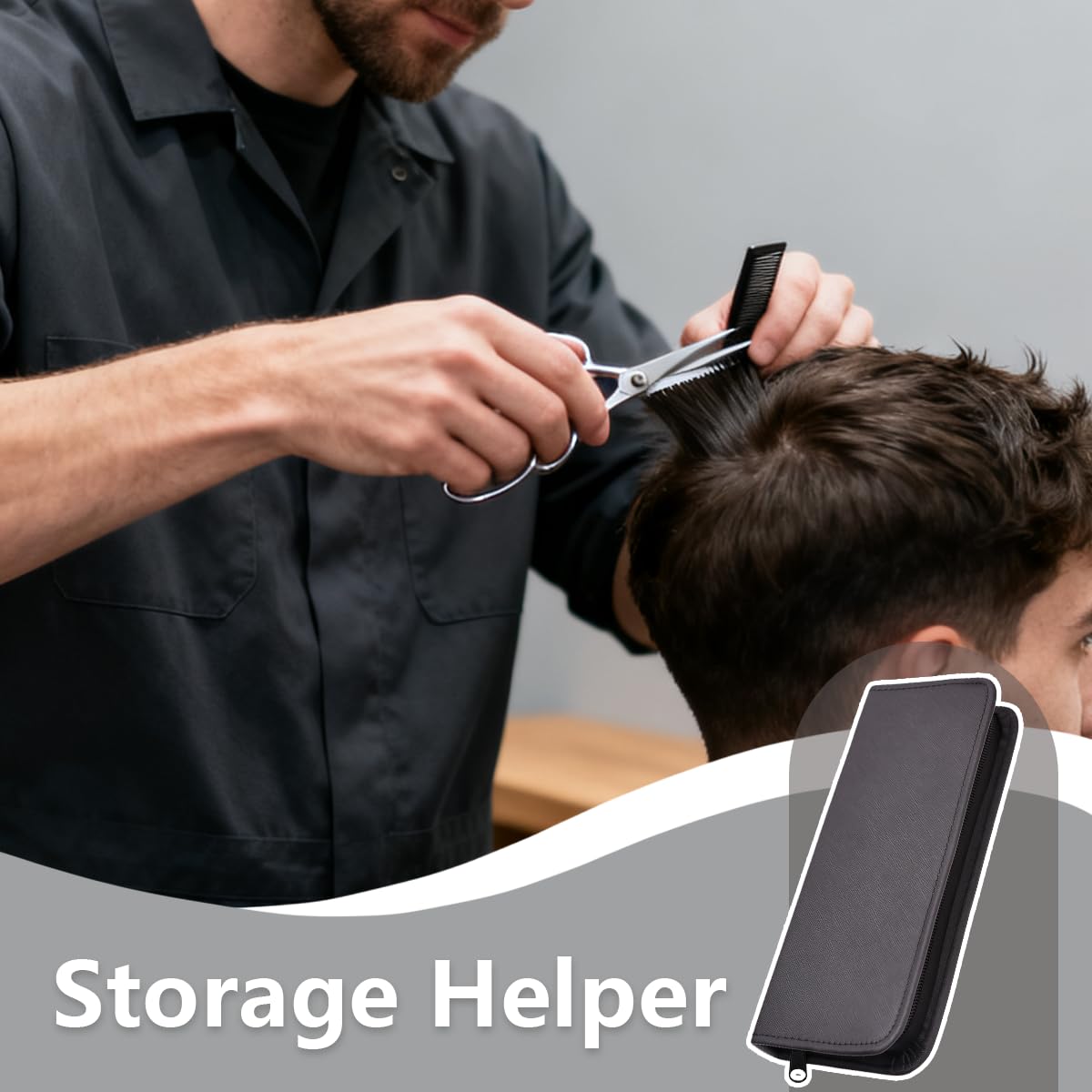 Elandy styling tool holder placed on a clean barber shop workstation.