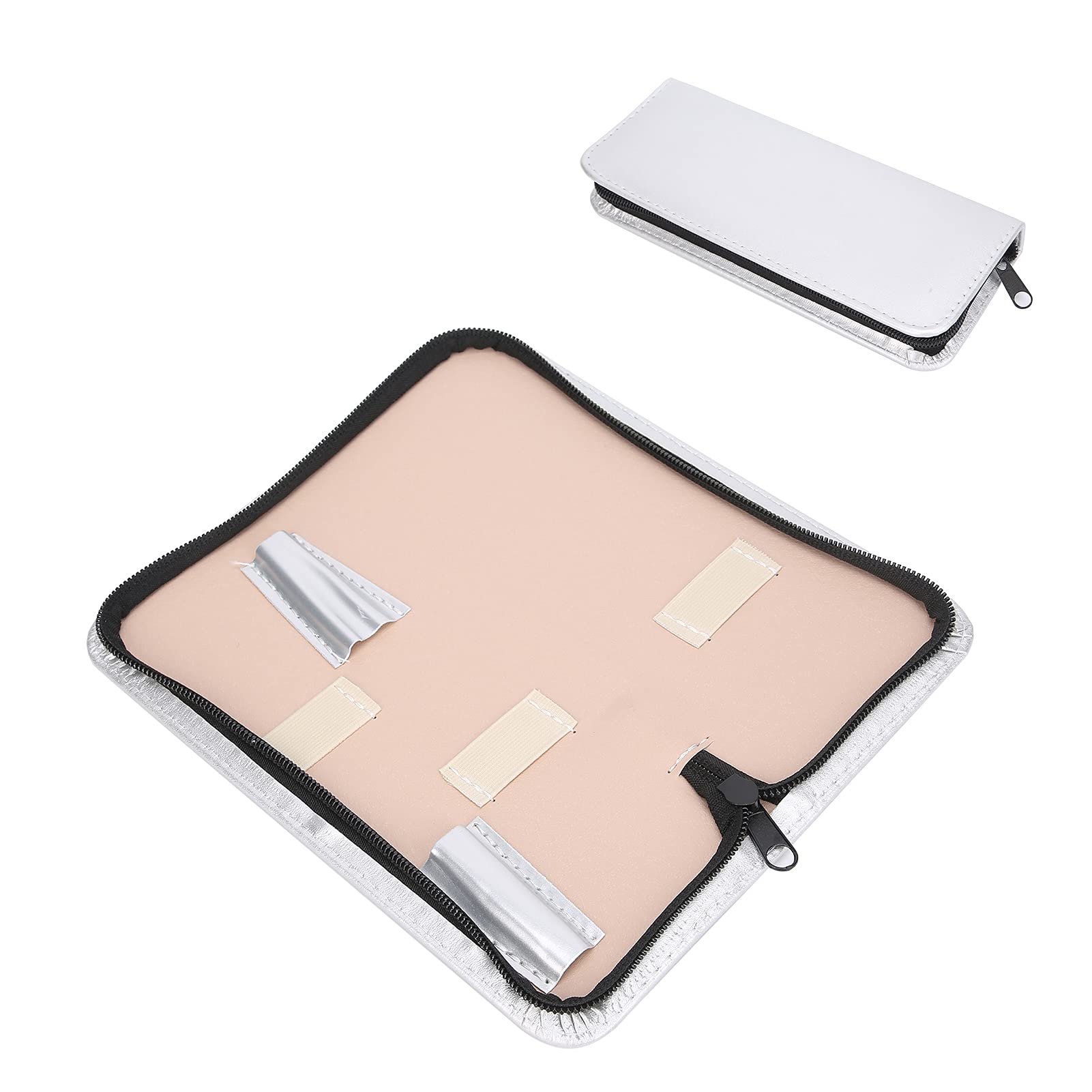 Betued portable hairdresser scissor pouch back view featuring two metal loops for strap attachment