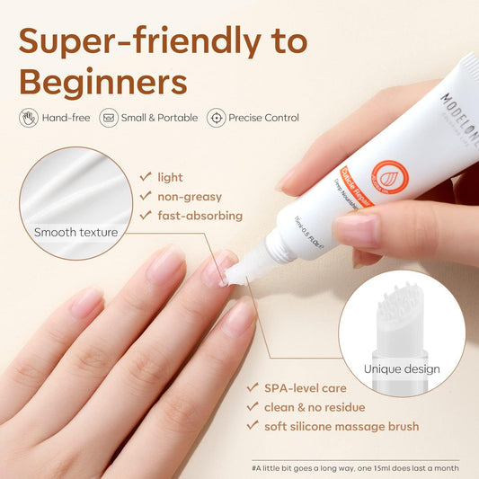 Modelones Cuticle Cream with silicone massage brush tip