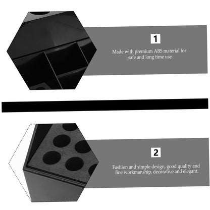 Side profile showing dimensions and stable base design of the plastic haircut holder