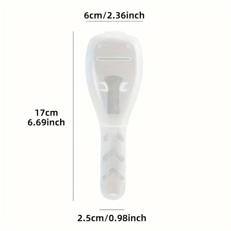 Travel shaving holder with ventilation holes displayed open to show the secure interior compartment.
