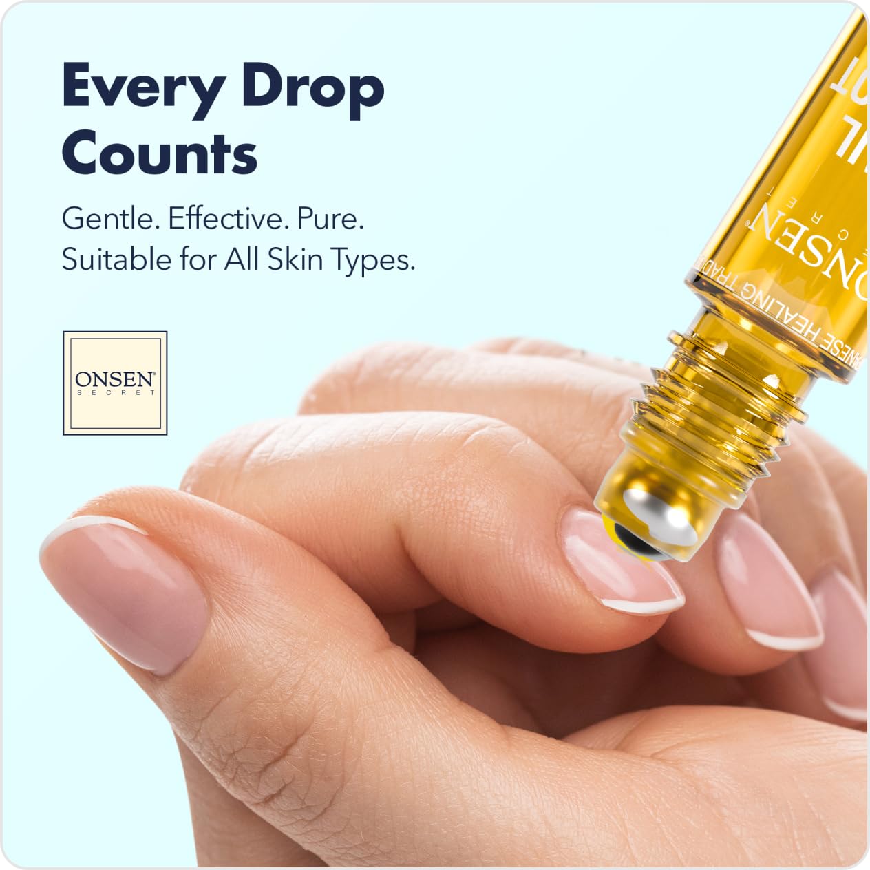 Applying Onsen Secret cuticle serum to fingertips