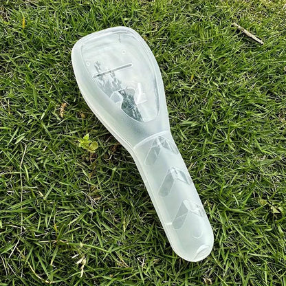 Waterproof white plastic shaver holder illustrating its impact-resistant structure for outdoor camping.