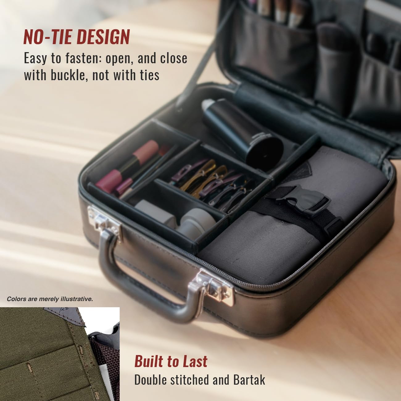 Under NY Sky barber shear organizer pouch case filled with professional hair cutting scissors