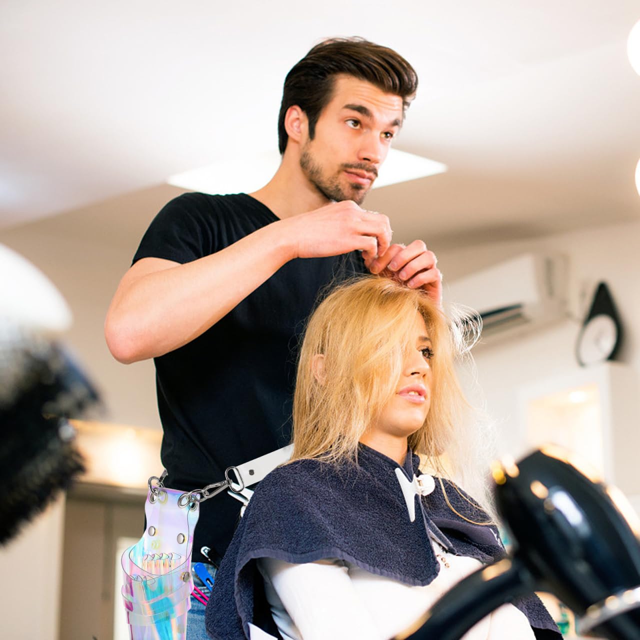 Beaupretty iridescent barber tool carrier highlighting its sleek water-resistant structural layout.