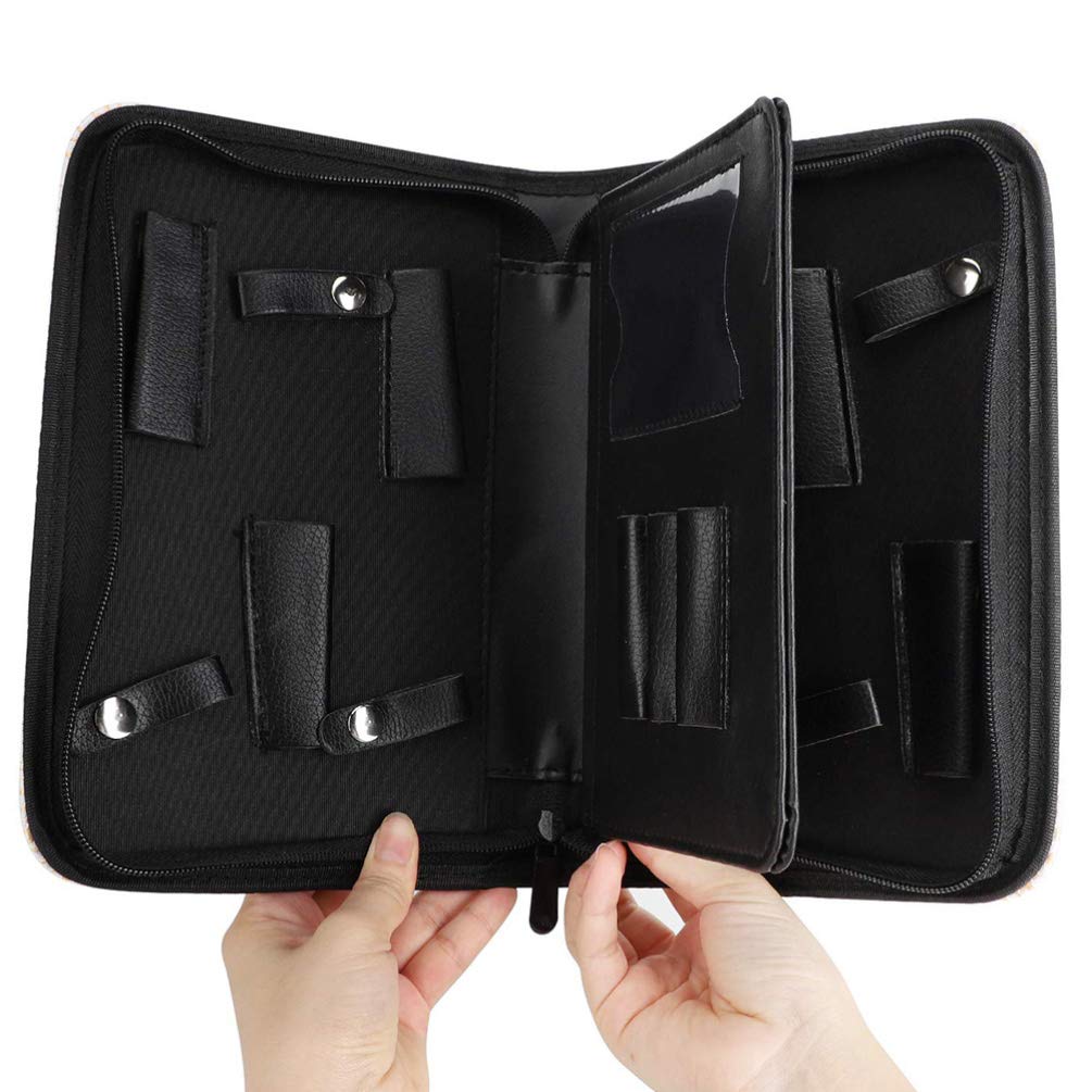 Uonlytech hair stylist tool storage bag opened showing interior slots