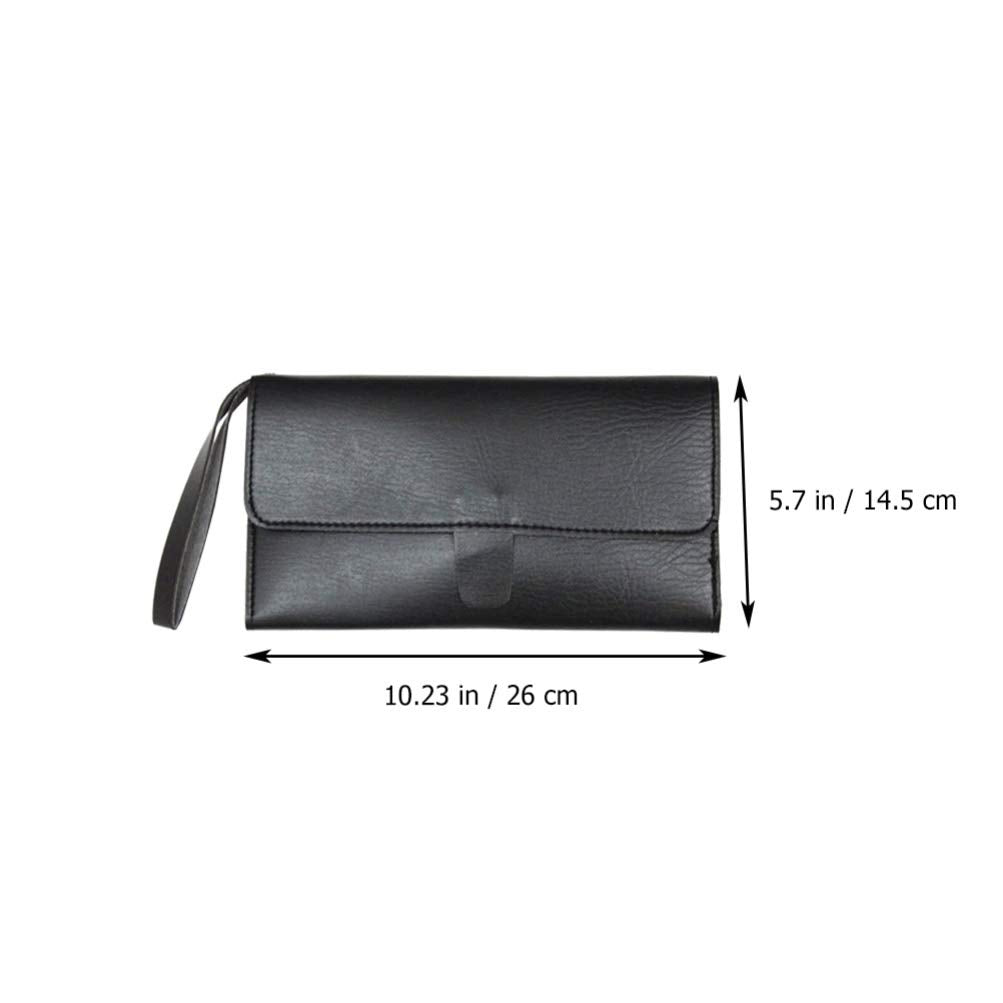 Uonlytech premium leather hairdressing shear organizer placed on a salon station