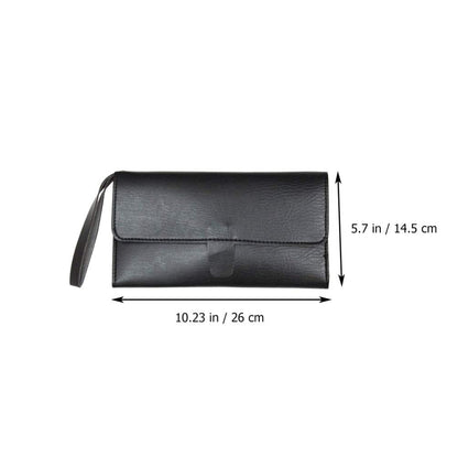 Uonlytech premium leather hairdressing shear organizer placed on a salon station